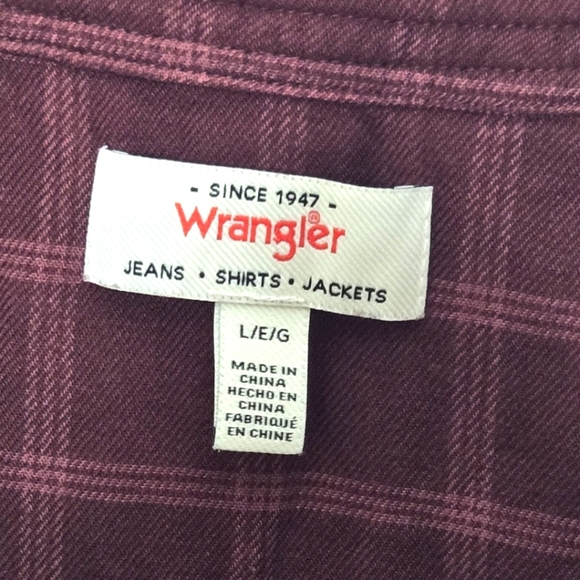 Wrangler Burgundy Plaid Peasant Top - Picture 2 of 4